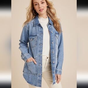 Maurices Light Blue Denim Shacket